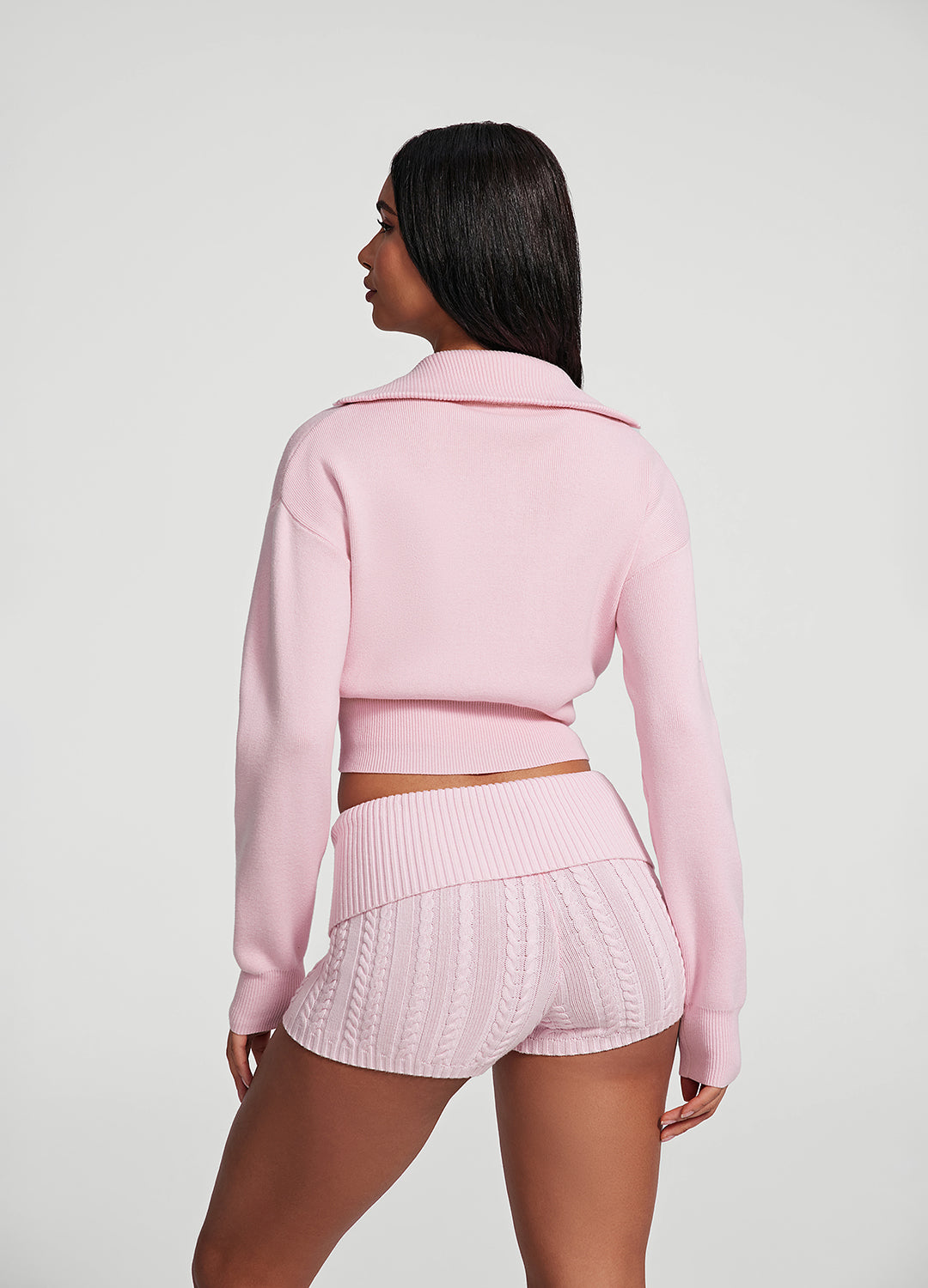 Knit Cropped Zip-Up Jacket - Image 3