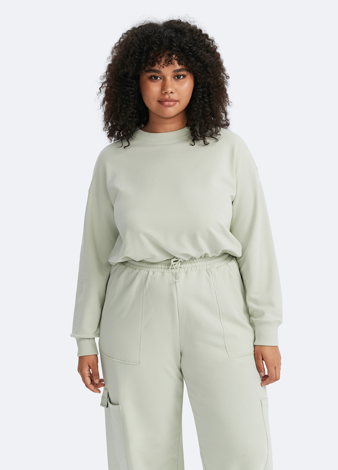 Cropped Sweatshirt with Drawstring - Image 7