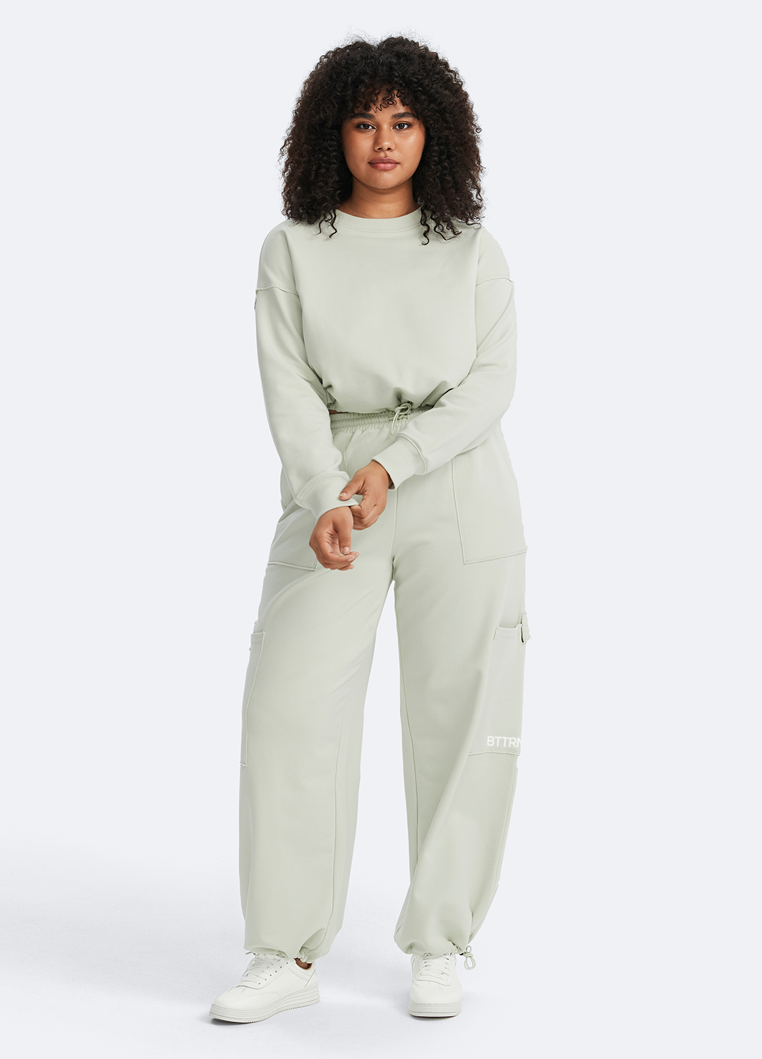 Cropped Sweatshirt with Drawstring - Image 11