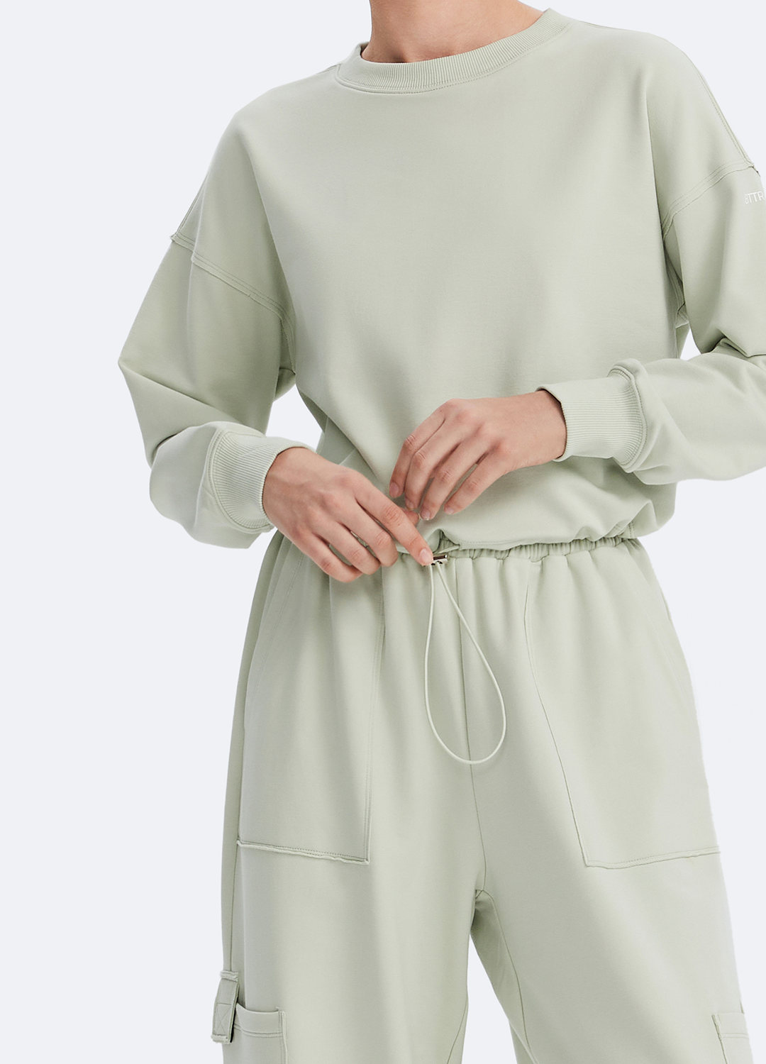 Cropped Sweatshirt with Drawstring - Image 5