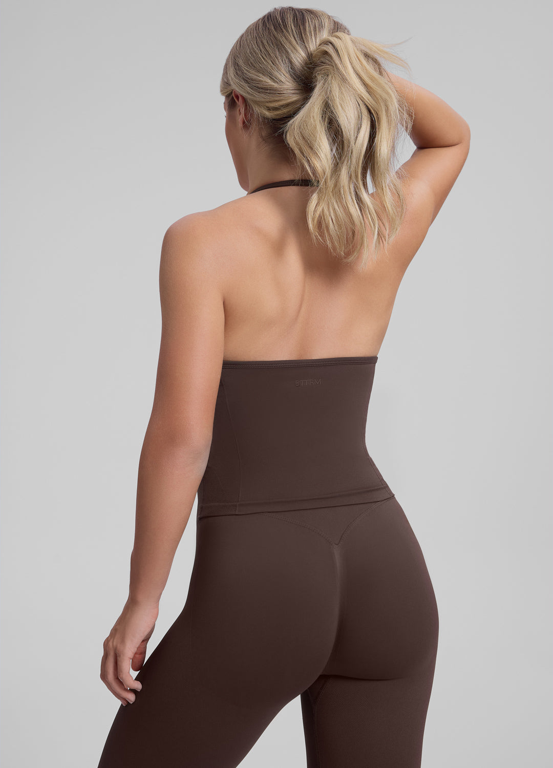 Ultrasculpt Longline Halterneck Form-Fitting Built-in Bra Twill Knit Tank Top - Image 3