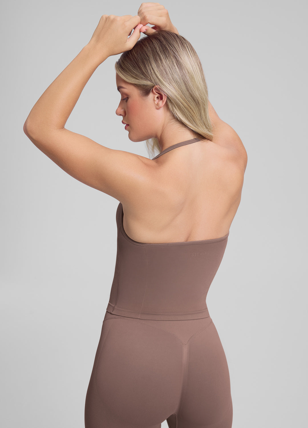 Ultrasculpt Longline Halterneck Form-Fitting Built-in Bra Twill Knit Tank Top - Image 2