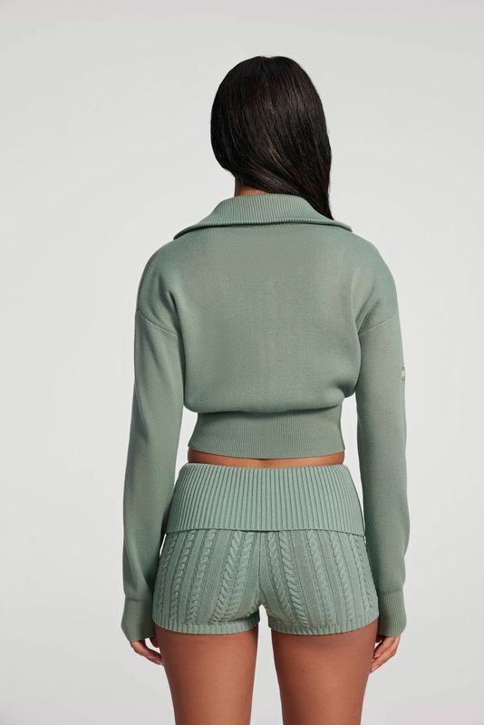 Knit Cropped Zip-Up Jacket - Image 6